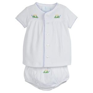NWOT White Baby Two-Piece Set with Golf Cart Embroidery